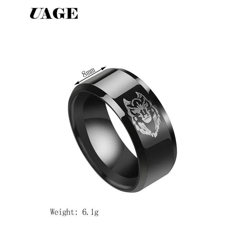 UAGE Punk Ring For Men Retro Male Ring Stainless Steel Exaggeration Ferocious Animal  Lion Exquisite