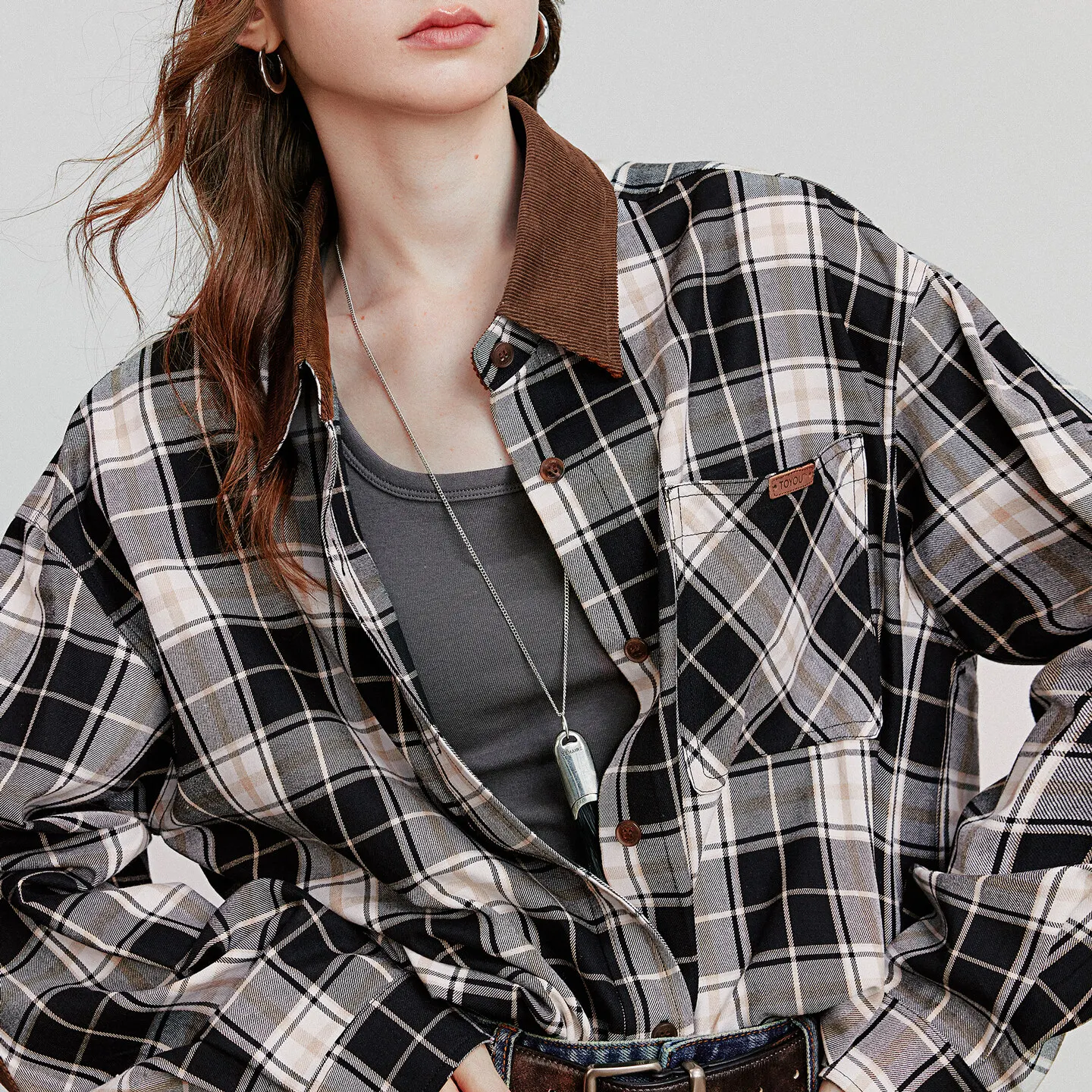 TOYOUTH بلوزة نسائية قميص 2025 خريف جديد نمط الحظيرة ريترو منقوشة الربط سروال قصير ملابس الشارع الشهير Blusa القمم