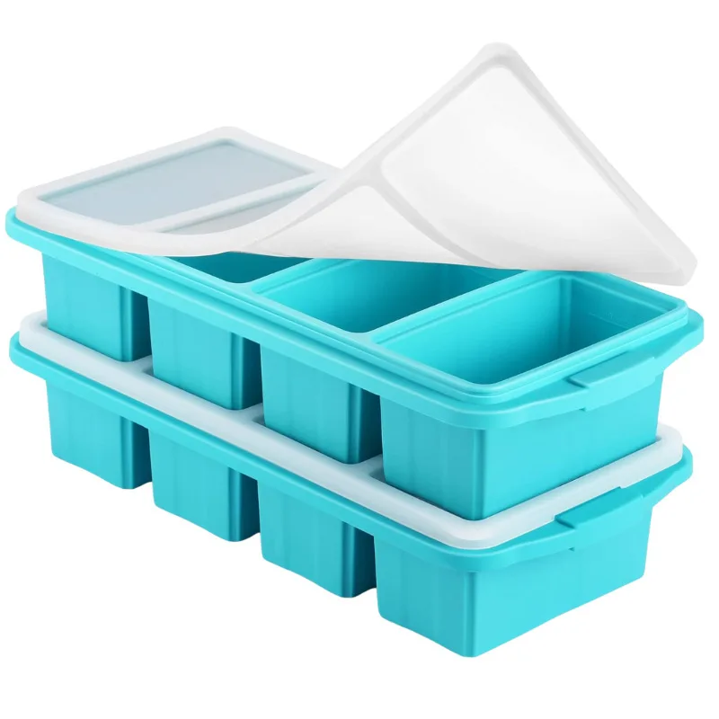 

Silicone Ice Cube Tray Mold for Frozen 4/6 Compartments Food Storage Container BPA Ice Cube Mold zer Tray with Lid