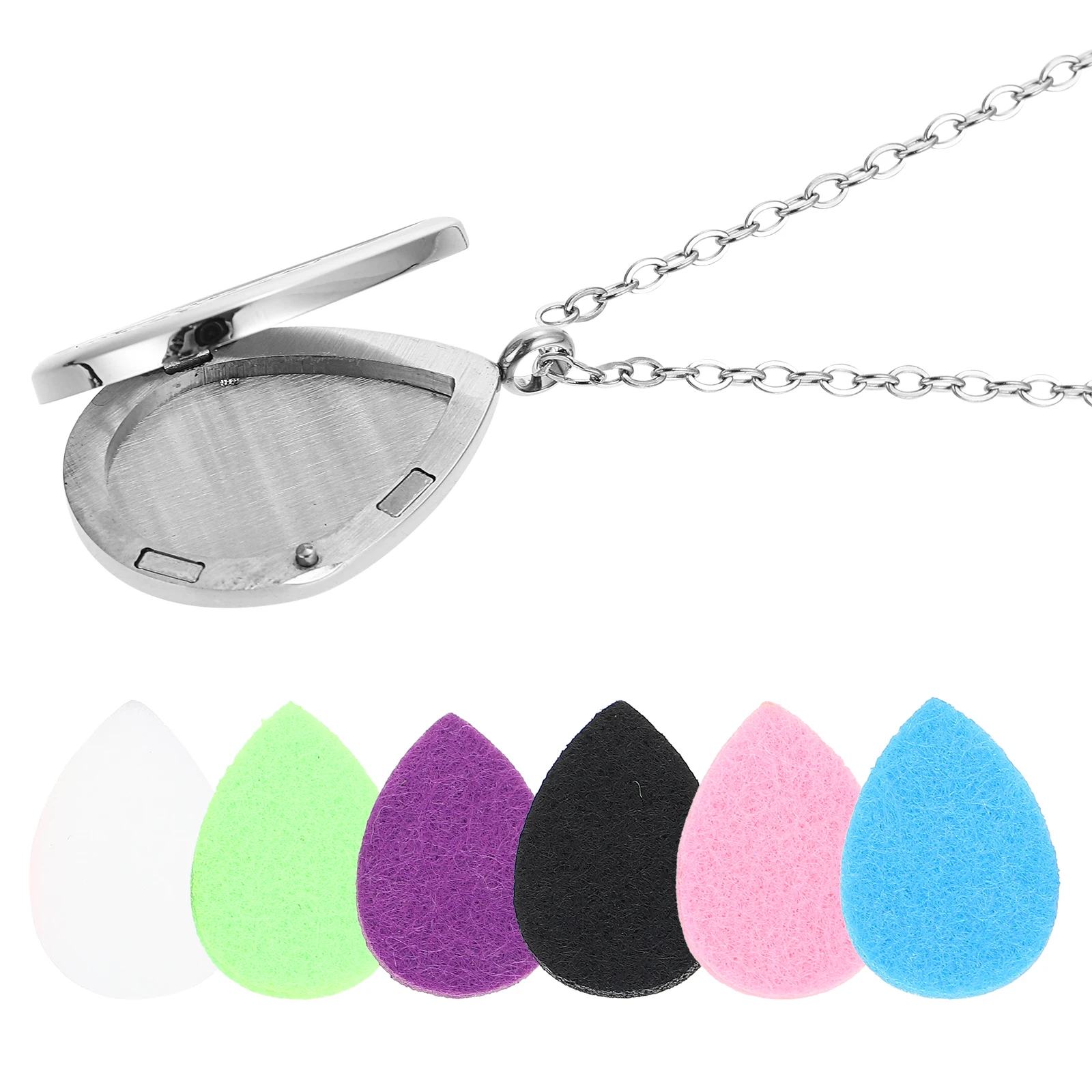 

1 set Chic 1 Set Stainless Steel Heart Shaped Essential Oil Aromatherapy Pendant For Women Lightweight Diffuser Chain Decorative
