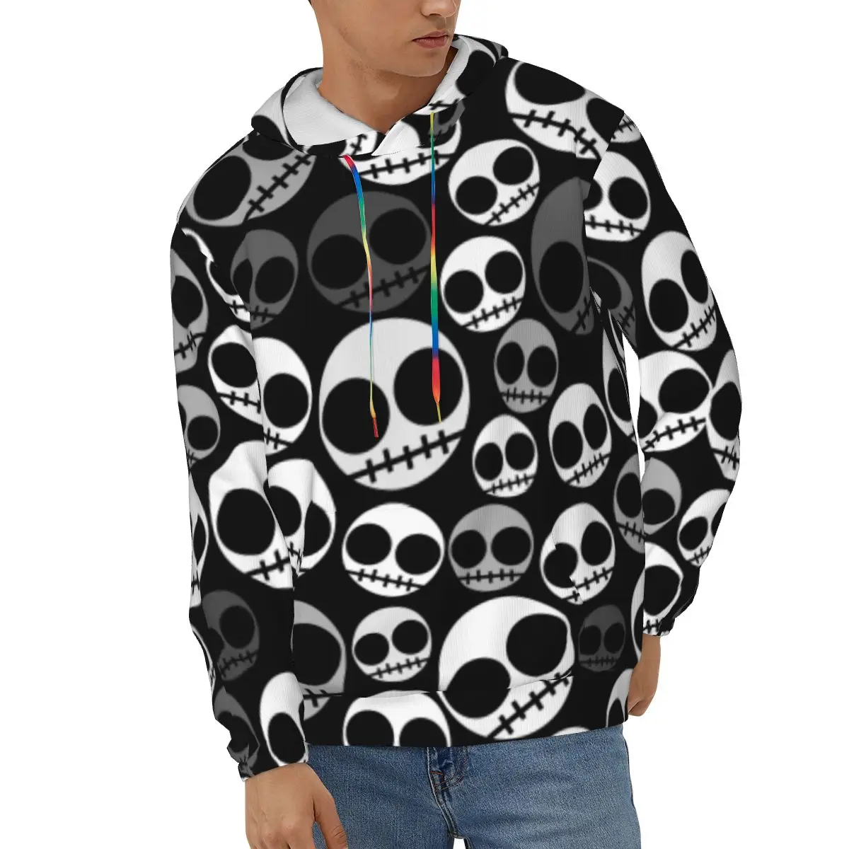 

Men Hoodie Autumn Winter Casual Hoodies Funny Skull Male Pullover Sweatshirt Streetwear