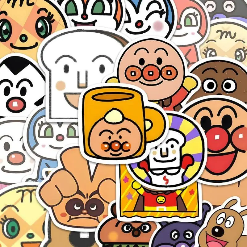 60Pcs Kawaii Anpanman Sticker Anime Cartoon Baikinman Melopanna Cute Peripheral Notebook Trunk Hand Account Decorate Kid Gifts