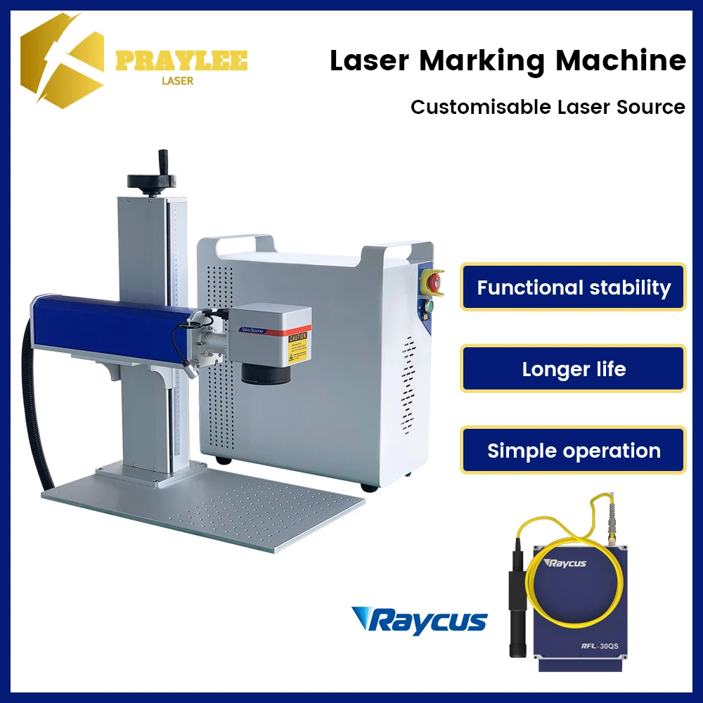 

Praylee Laser Marking Engraving Machine 30W 50W 60w Original Raycus Laser Source for Cutting Metal Plastic Glass Wood Jewellery