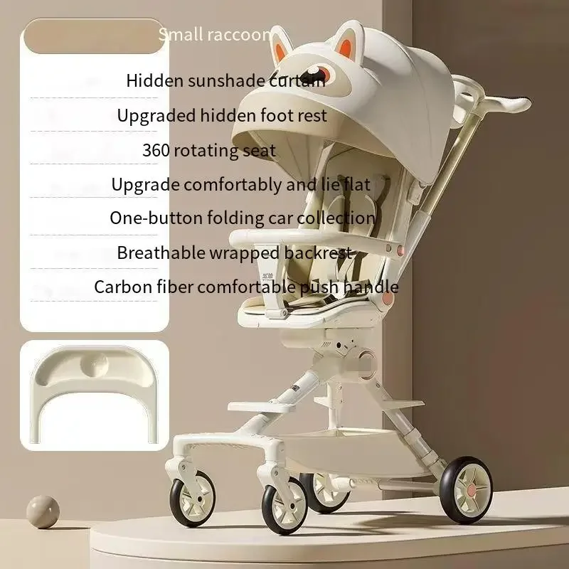 High Landscape Stroller Newborn Baby Two-way Swivel Seat Lightweight Folding Stroller Four-wheeled Shock-absorbing Baby Stroller