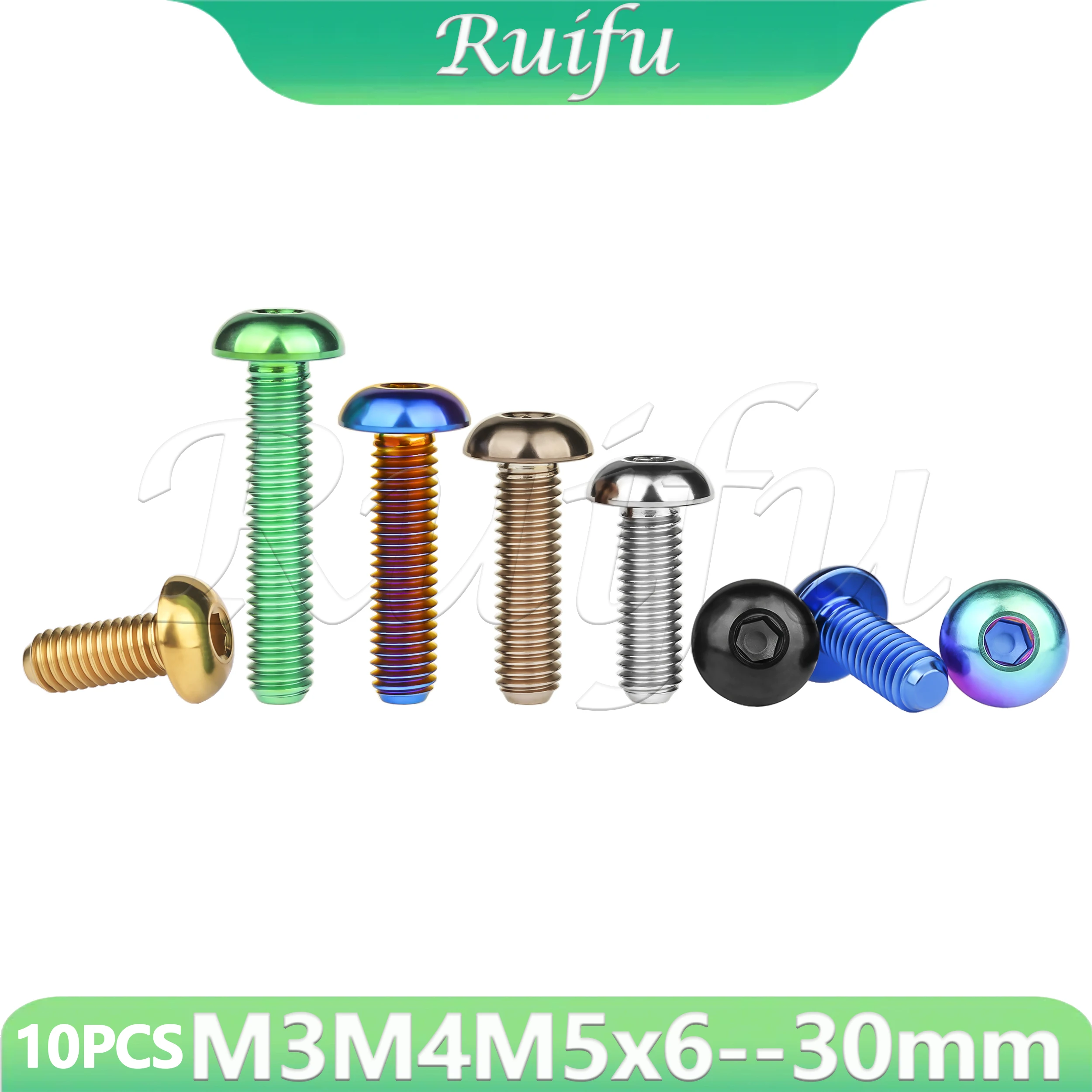 Ruifu Titanium Bolt 10PCS Hex Hexagon Socket Button Head Cap Screw  M3 M4 M5  Allen Bolts