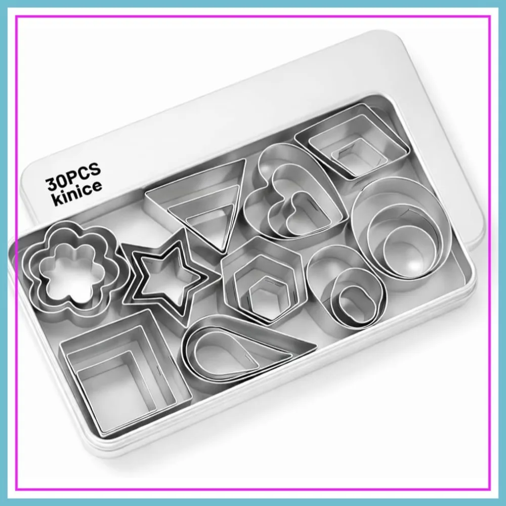 

30 Pcs Mini Stainless Steel Cookie Cutters Set with Storage Box, Small Shape Baking Molds for DIY, Parties, Holidays