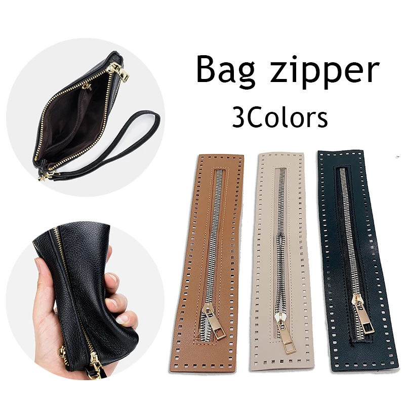 27cm PU Leather Metal Zipper For Women Crochet Handmade Handbag Sewing Bag Practical Hardware Replaceable Bag Part Accessories