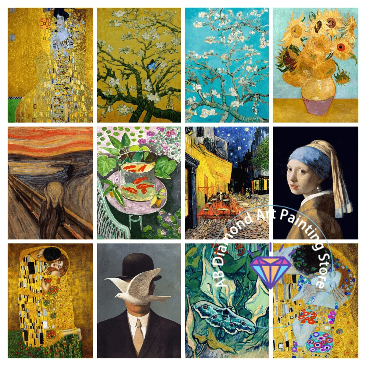 Kit de pintura de diamante de Van Gogh y Gustav Klimt, bordado de diamantes 5D artesanal, cruz, arte Hecho A Mano, manualidades de regalo, decoración del hogar