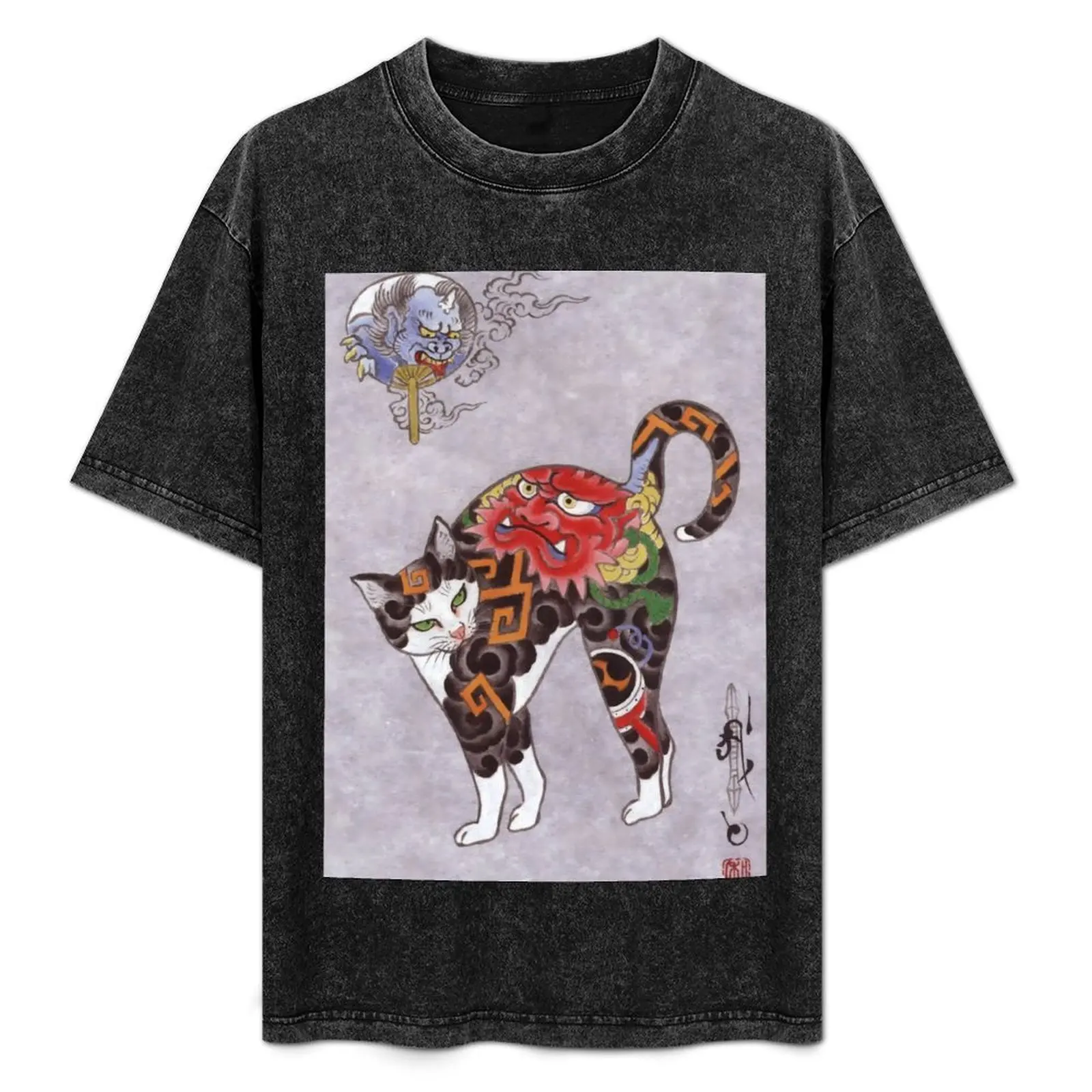 

Ukiyo e Cat Rose Tattoo T-Shirt sports fans cute tops man clothes rapper graphic tees mens fashion