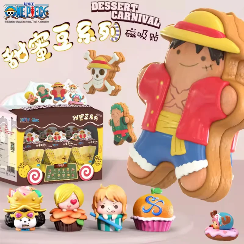 One Piece Blind Box Sprouting Magnetic Sticker Luffy Zoro Skull Sweet Bean Mini Figure Toy Ornament Model Children Birthday Gift