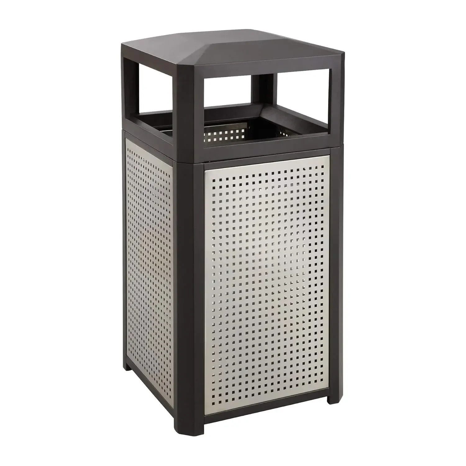 

Evos Steel Garbage Can for Indoor and Outdoor Use, Trash Receptacle with Plastic Liner, 38 Gallons