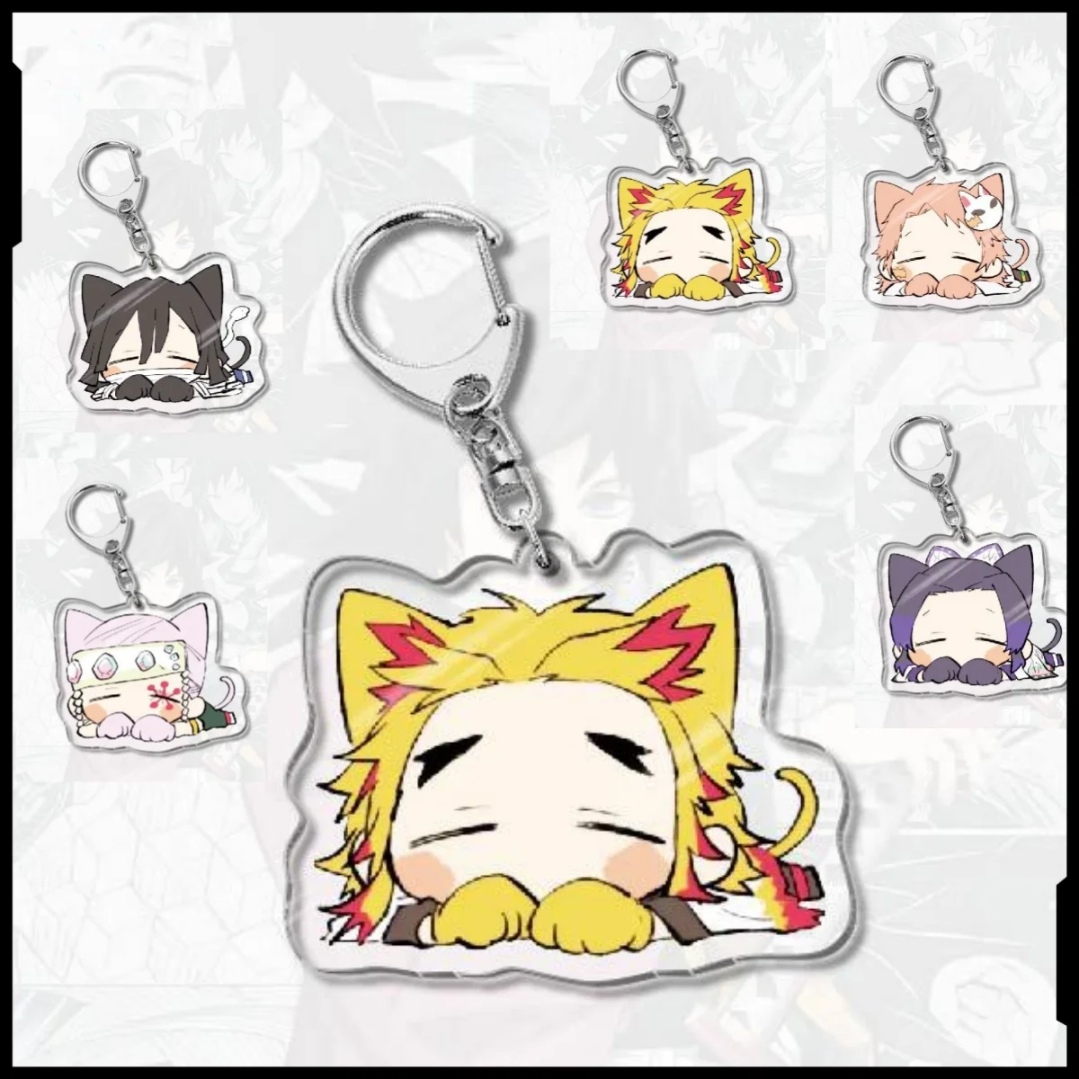 

demon slayer anime peripherals acrylic key chain Kamado Tanjiro Q version doll key chain men and women wholesale birthday gift