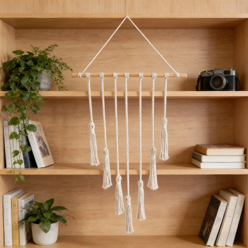 Fringe-Woven Photo Display Hanging Ornament Multi-Functional Hanging Photo Storage Rack Ideal for Bedrooms Living Rooms Dorms