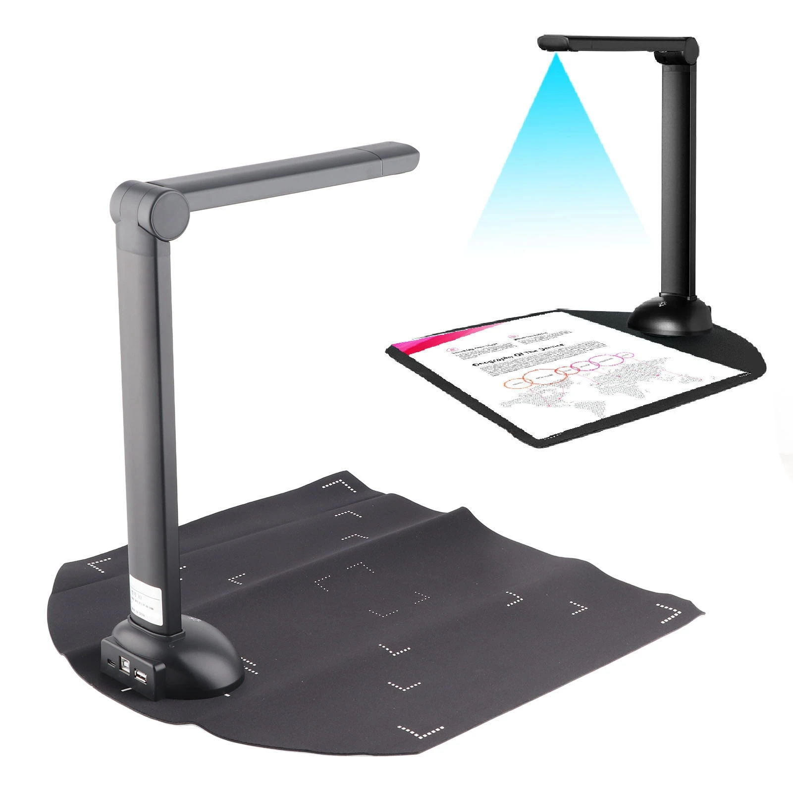 Book Scanner Camera 10MP Multi Language OCR Real Time Projection A3 A4 Foldable Portable USB Document Camera Scanner