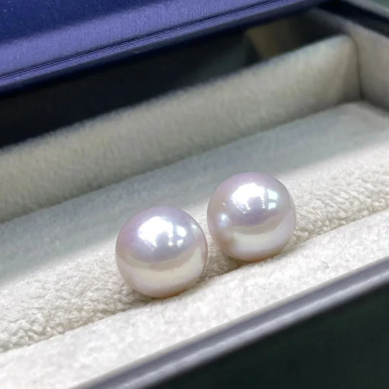 

Pair Charming 11-12mm Natural Sea Genuine White Round Luster Jewelry Loose Pearl Loose Jewelry