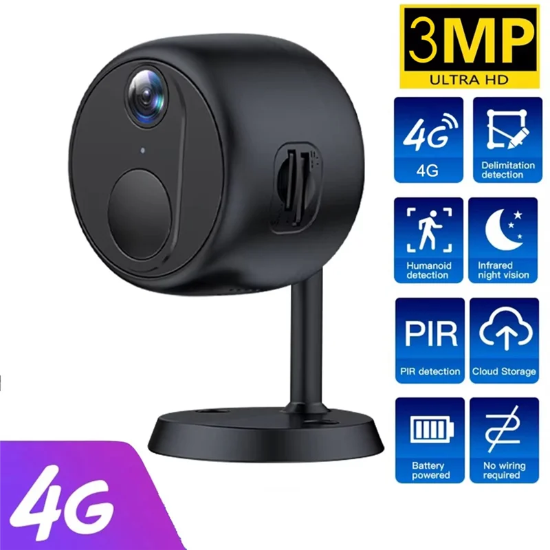 OKAM 3MP Mini 4G tarjeta SIM videocámara cámara Monitor de vídeo visión nocturna vigilancia remota seguridad cámara inteligente para el hogar