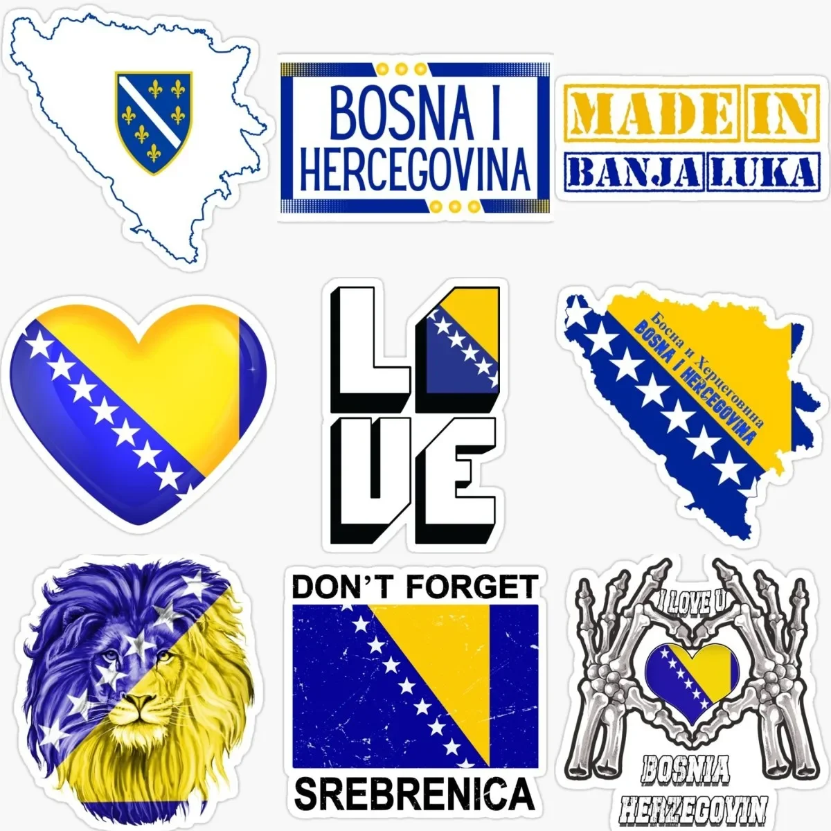 

Herzegovina BIH Flag Map National Emblem Stickers Motorcycle Car Window Laptop Truck Bicycle Wall Table Off-road Helmet Decal