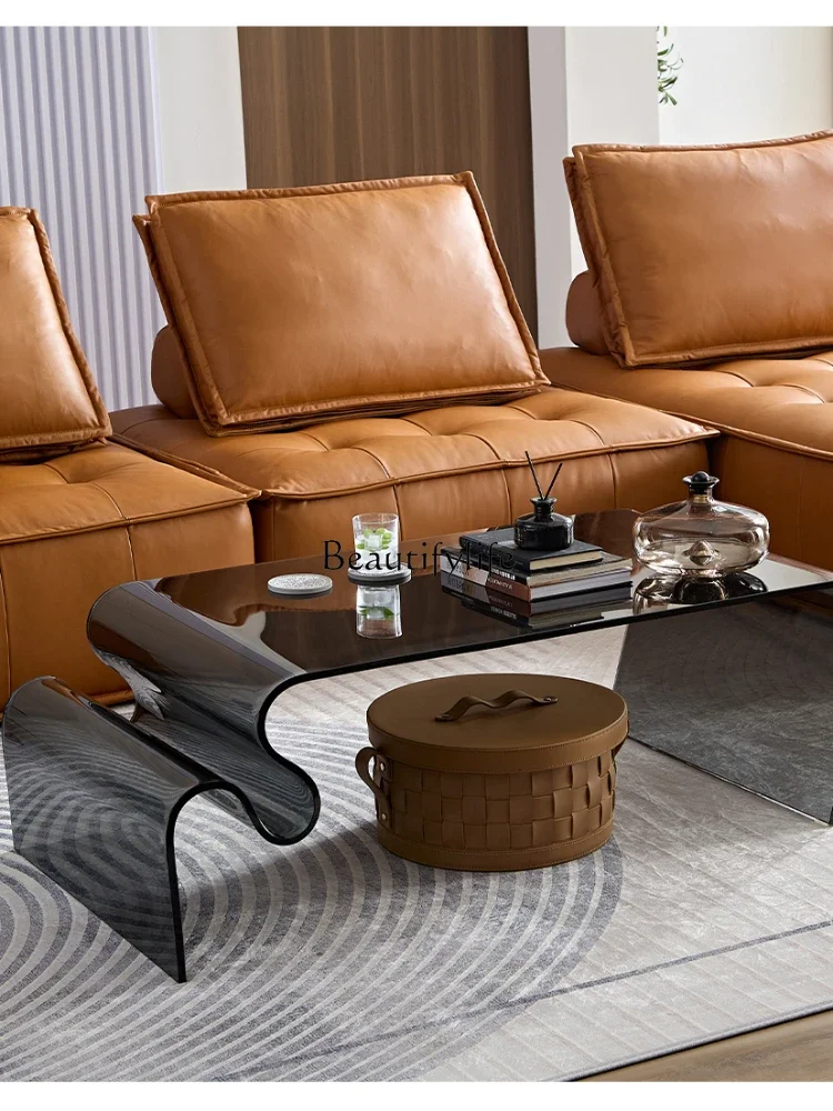 

yj5Modern Designer Household Glass Tea Table Italian Creative Personality Tea Table