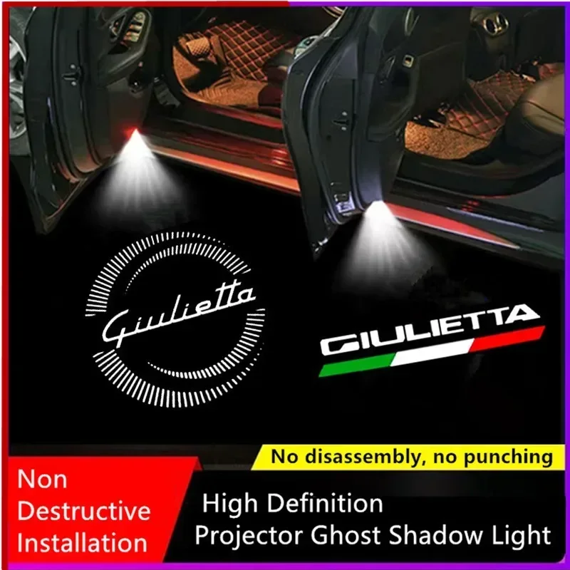 

2Pcs LED Door Courtesy Projection Light Welcome Logo Ghost Shadow Lamp For Alfa Romeo Giulietta 2011 - 2021 Accessories