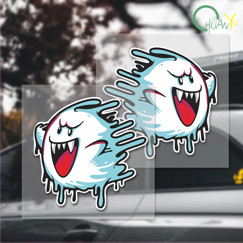 Melting Ghost Left and Right Motorcycle Helmet Stickers Motocross Body Cafe Racer Fuel Tank Decals Racing Window JDM Decoration