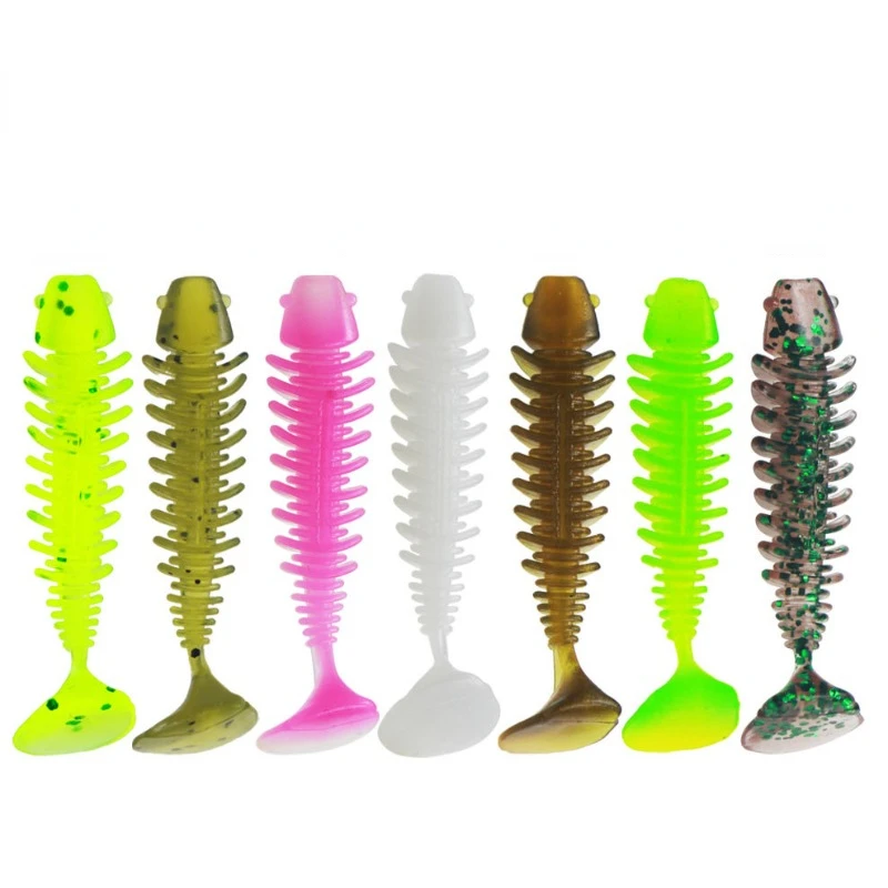 10pcs/pack 55mm Lure Bait PVC Reverse Thread T Tail Fake Bait Bionic Thread Fish Soft Bait Realistic Shape Easy To Hook