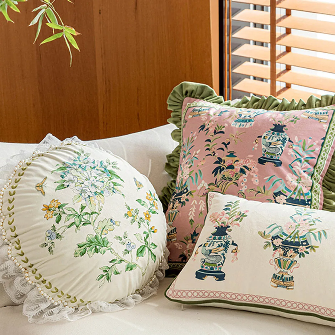 American Style Pillowcase Ruffle Pillows For Sofa Headrest Cushion Pillow Cover Bolster Living Room Pastoral Home Decoration