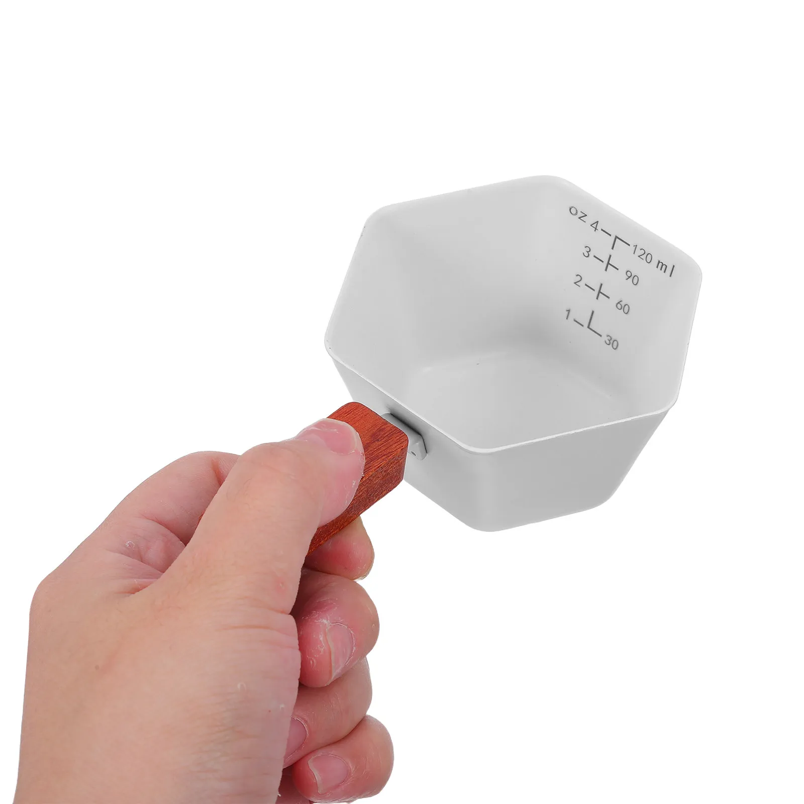 

Stainless Steel Espresso Measuring Cup 4Oz 120Ml with V-Shaped Spout and Wooden Handle for Precise Coffee Extraction