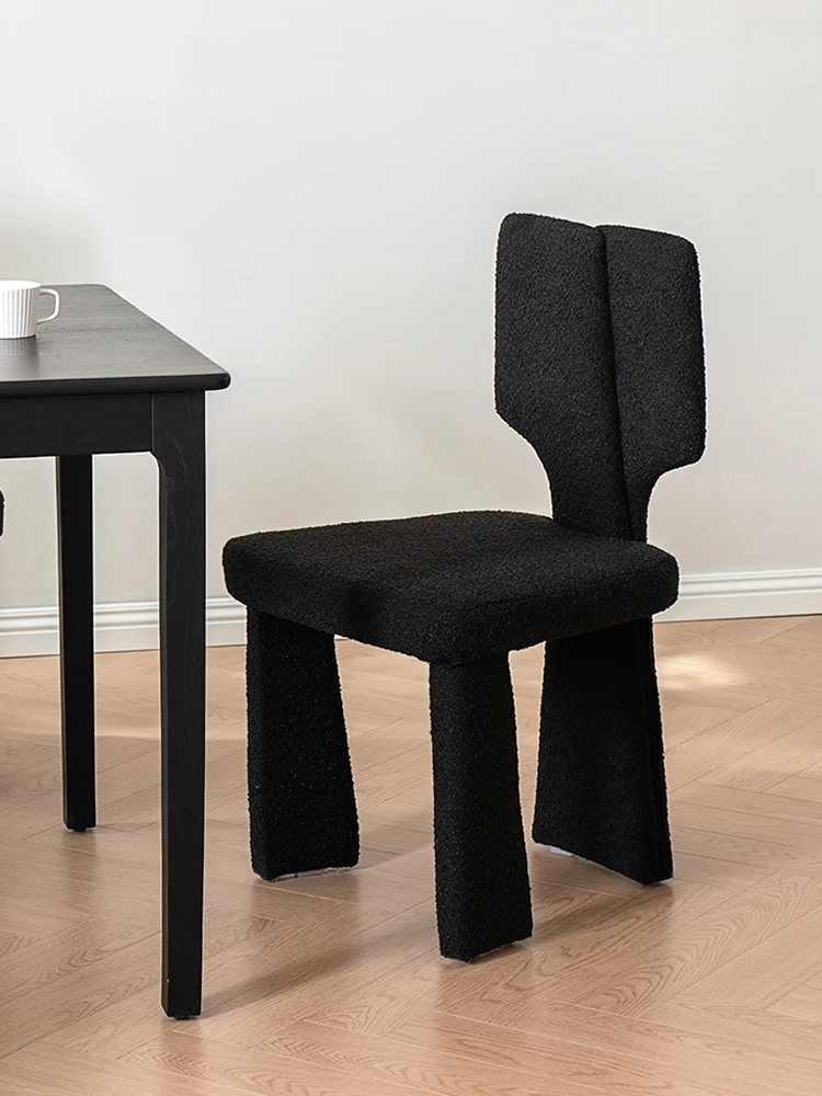 Luxury Lamb Velvet Dining Chairs,Household Furniture,Living Room Backrest,Black Stool Bedroom Dresser Makeup Chair image 6