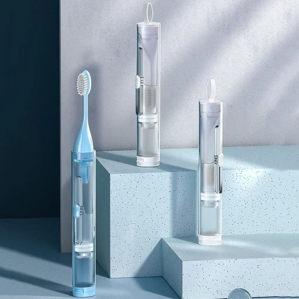 3-IN-1 Travel Toothbrush Set Foldable Integrated Toothpaste Dispenser Mini Portable Toothpaste Tube Storage Box