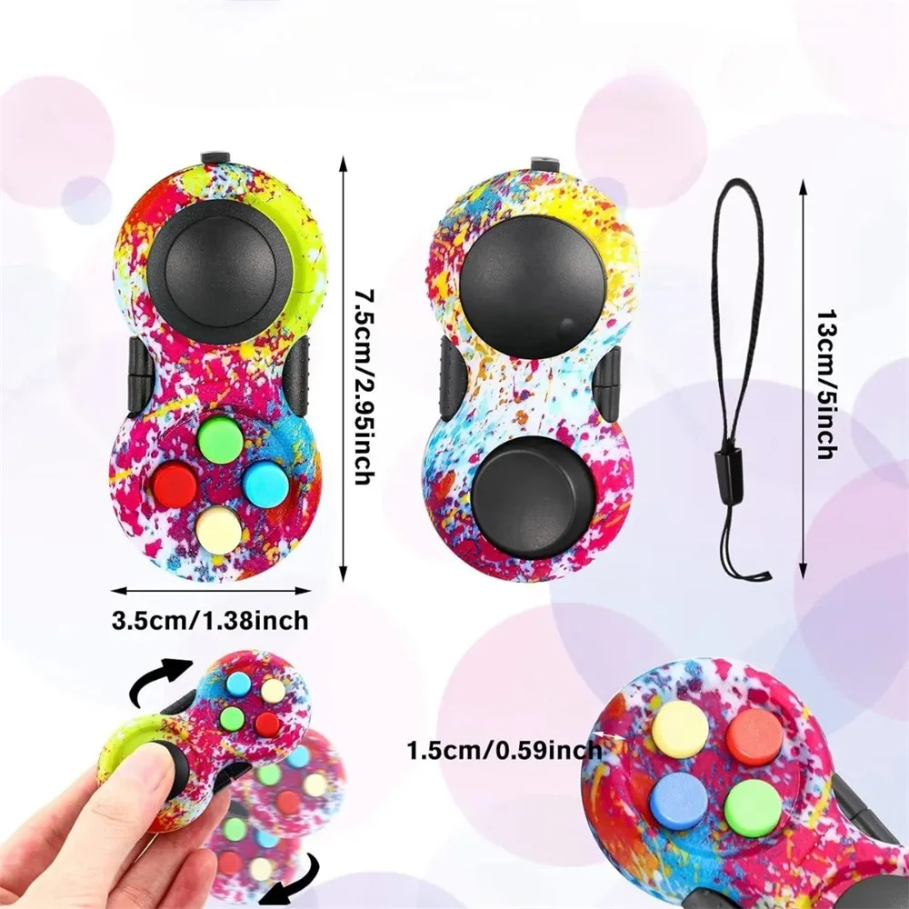 Press Button Fidget Handle Pad Toy Decompression Soothing Tools Multifunctional Anti-stress with Cord Toy for Adult Children