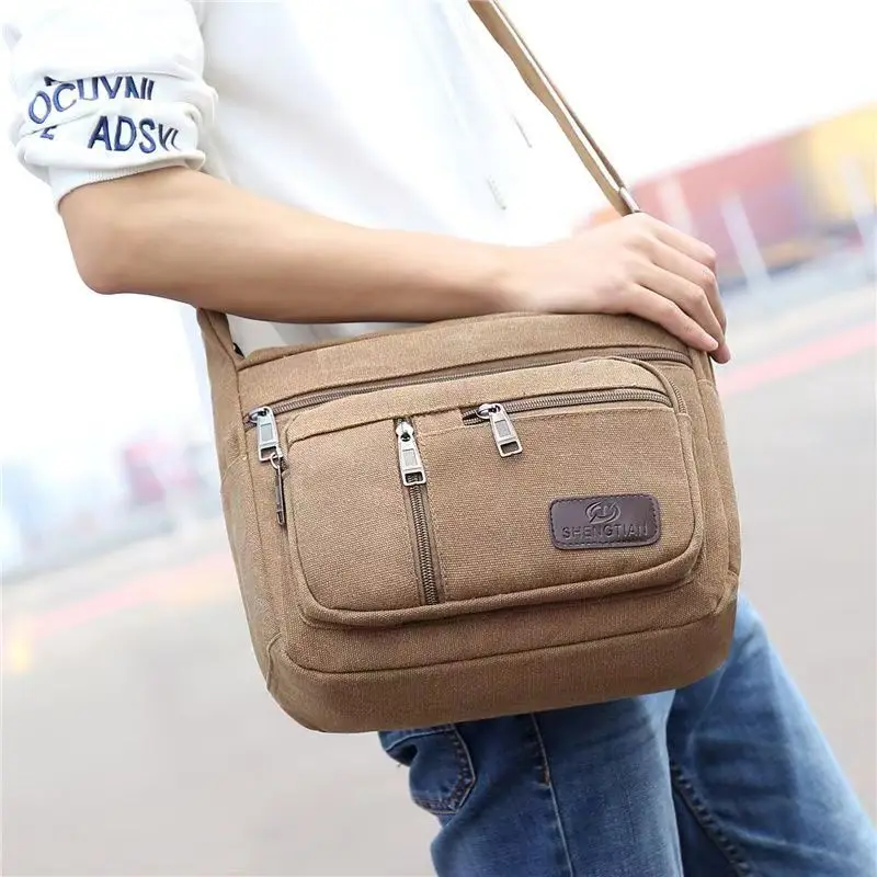 حقيبة كروس قماشية للرجال أنيقة كاجوال متعددة الوظائف للتنقل مع تصميم حبال