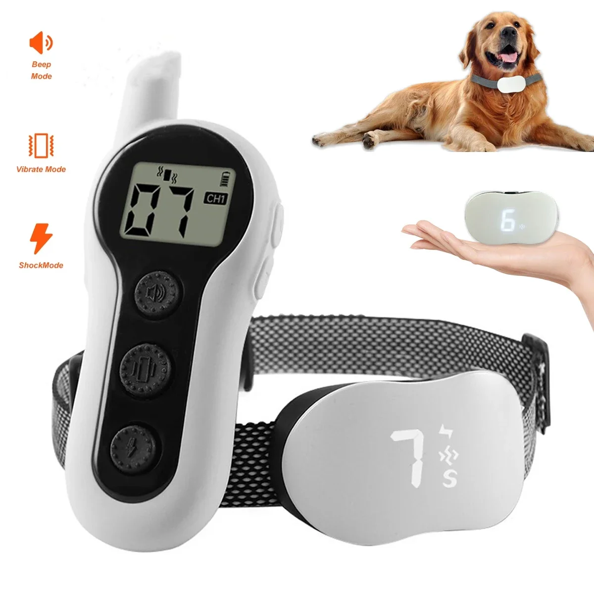 

Waterproof Anti-bark Collar for Dogs Pet 500M Barrier-free Remote Control W/LCD Dual Screen Training&behavior Aids Dogs Supplies