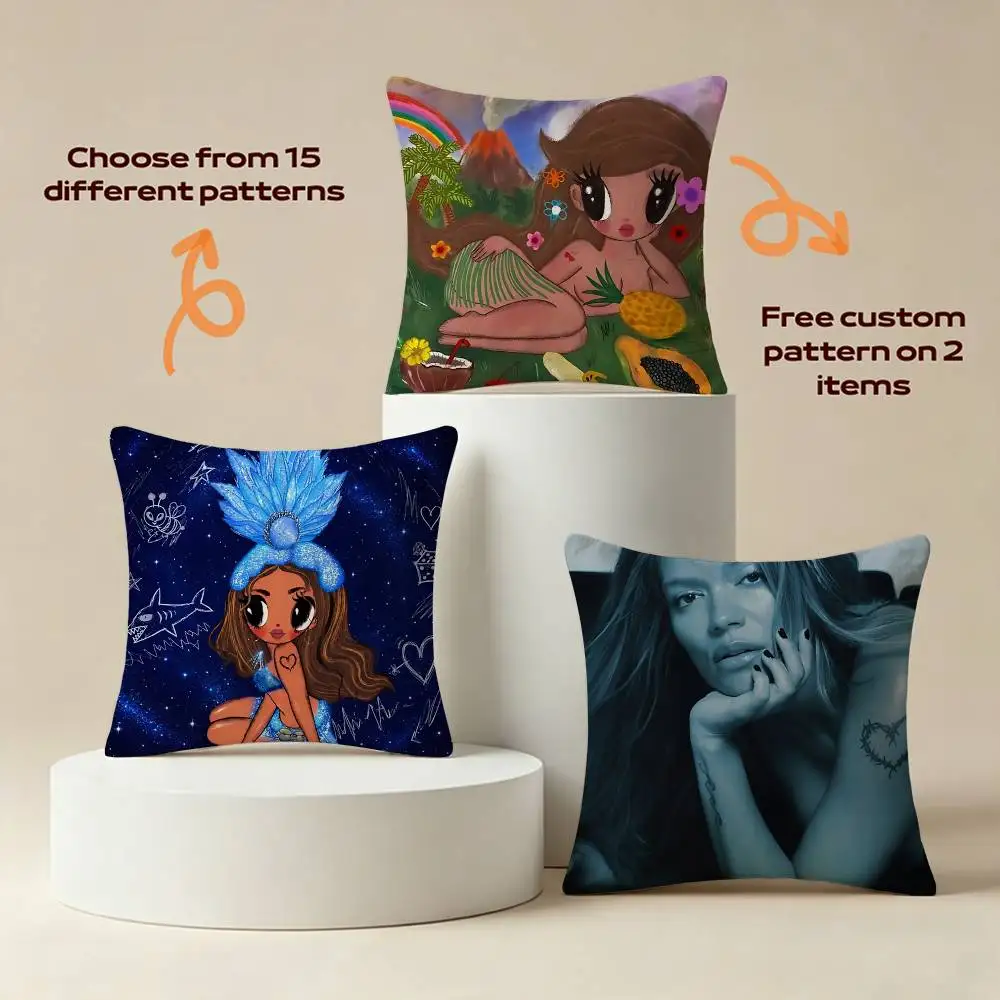 Karol G No Me Arrepiento de Sentir Tanto Square Sofa Pillow Cover Solid Color Living Room Home Decor Cushion Case