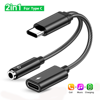 USB C Audio Adapter, Type C to 3.5mm, Headphone Converter, Compatible Or For Samsung/Xiaomi/POCO/Huawei/Realme, 2 in 1