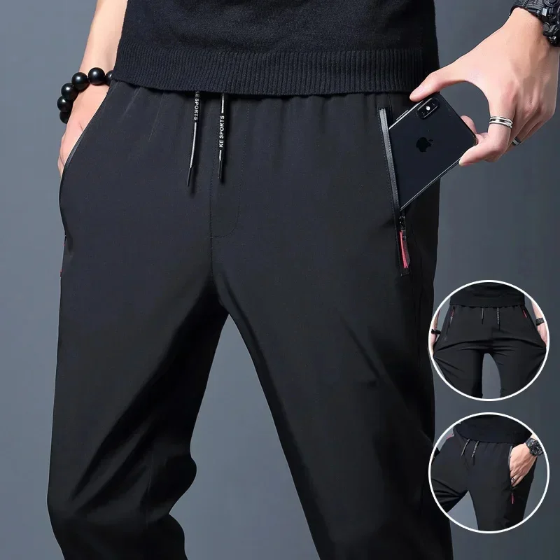 Men\'s Casual Pants Stretch Slim Fit Elastic Waist Jogger Korean Classic Blue Black Gray Male Brand Trousers Plus Size 4XL 5XL