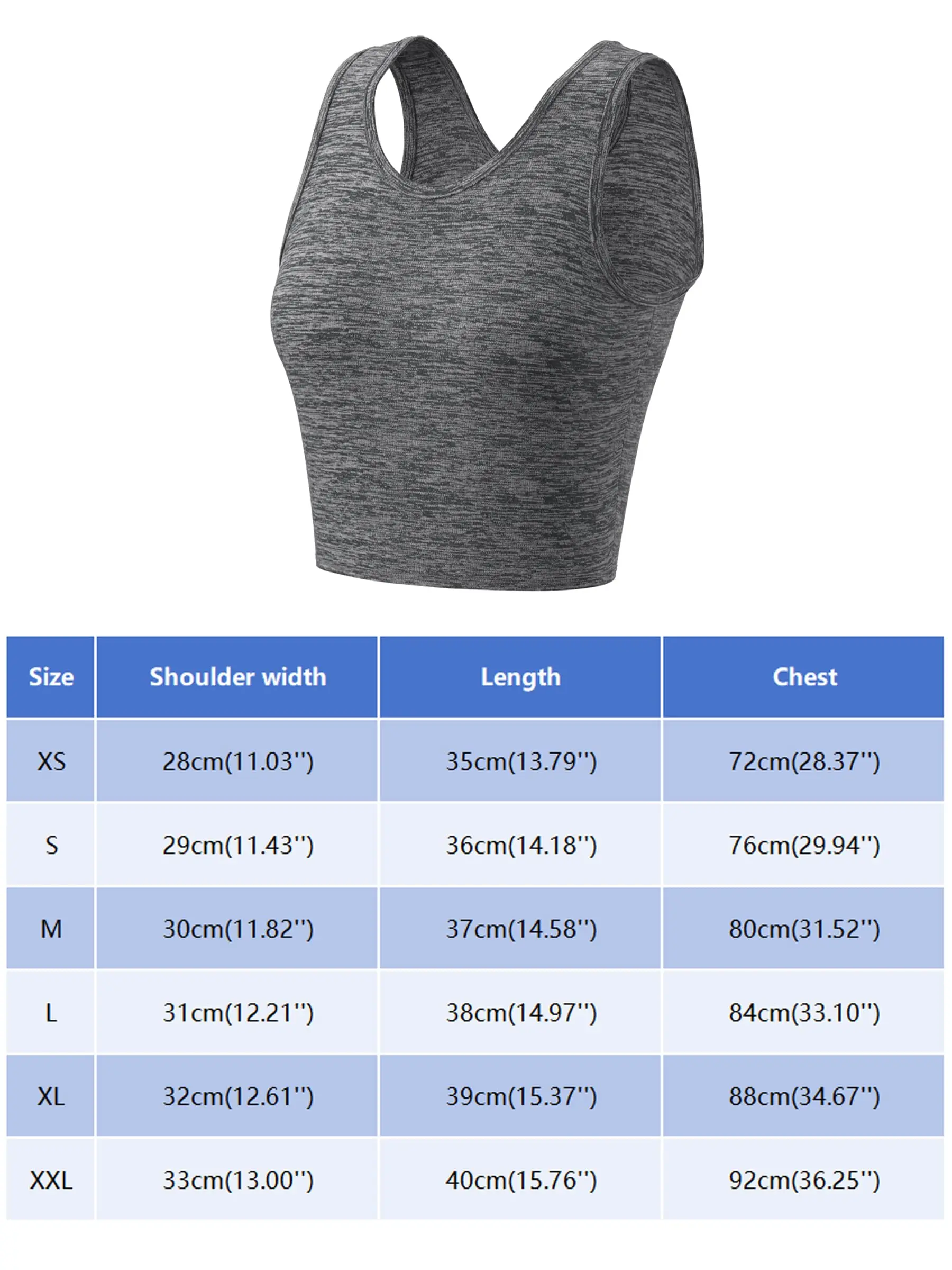 Women's Vest, Quick-Dry, for Running, Fitness,, Short, Crop Top, No Bra Pads (Grey, Small)