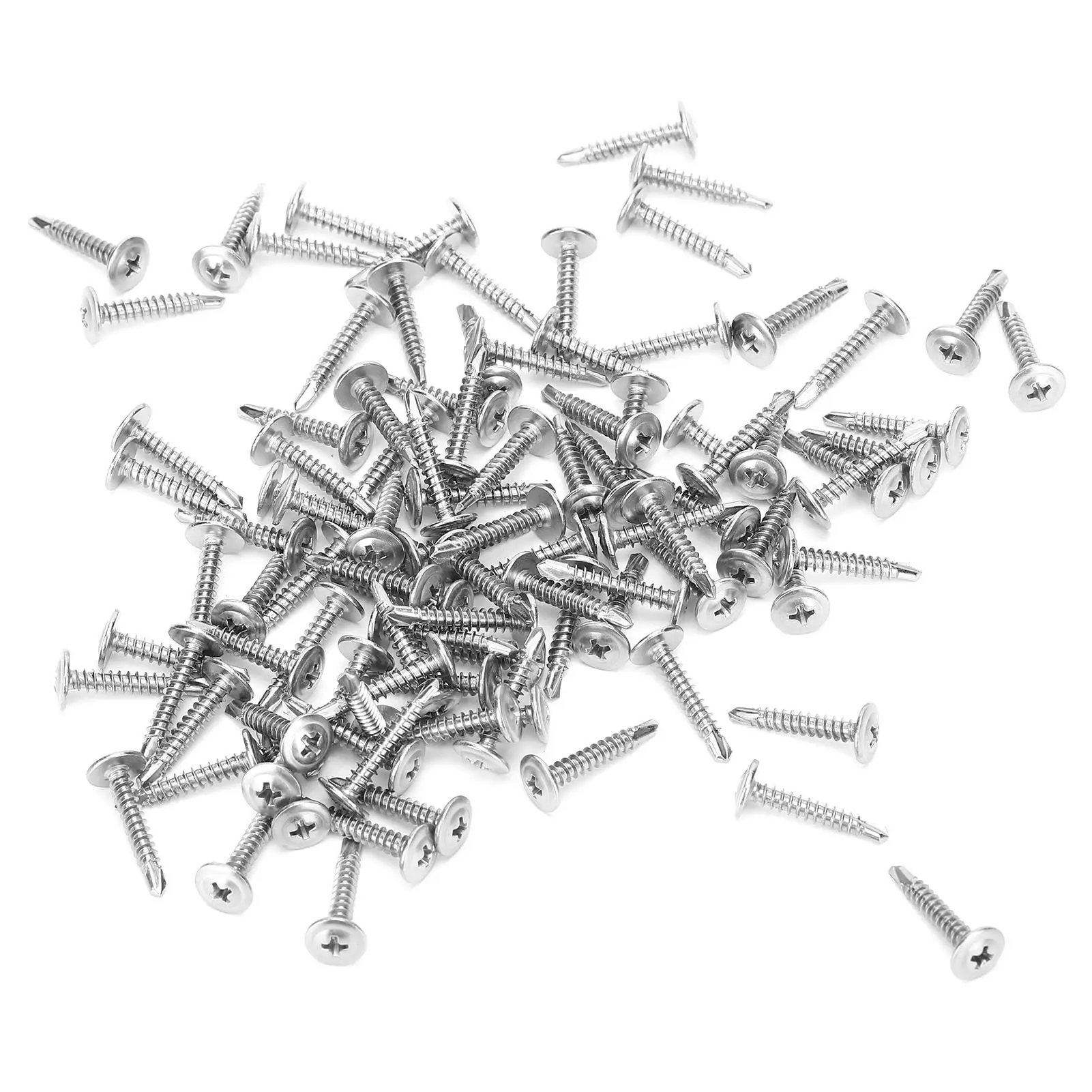 สกรูเกลียวปล่อย 500 ชิ้น M4.2x25 มม.หัวแบนเกลียวลึก 410 สแตนเลสสตีลร่องยึด