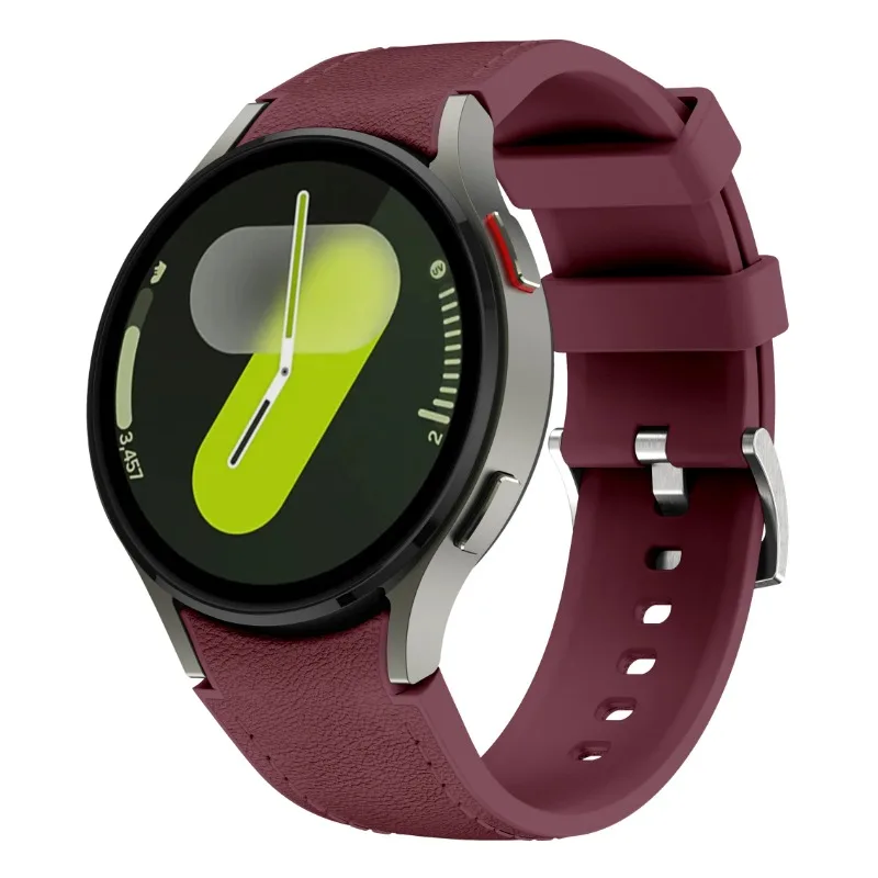 Correa de silicona + cuero para Samsung Galaxy Watch 7 6 5 4 FE 40mm 44mm pulsera reloj 6 4 Classic 43/47mm 42/46mm Correa