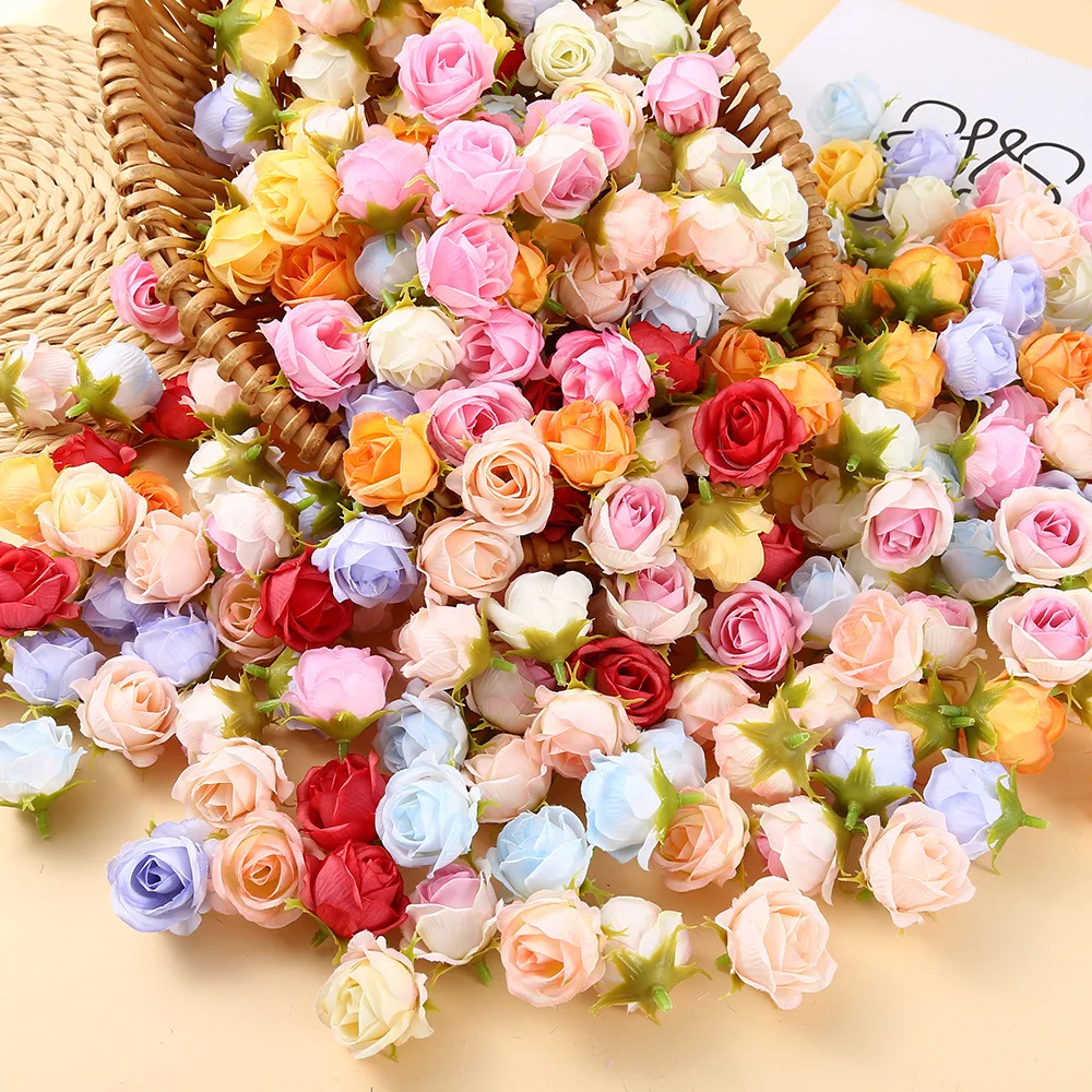 

10pcs Fake Flowers Rose Head Small Flowers Hand Diy Artificial Flower Wedding Arrangement Simulation Props Room Wall Decoration