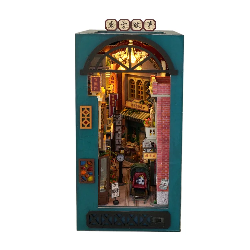 2014 DIY Book Nook Doll House Wooden Case Miniature Building kits Furniture Dollhouse Bookshelf Shelf Insert Toys Birthday Gifts
