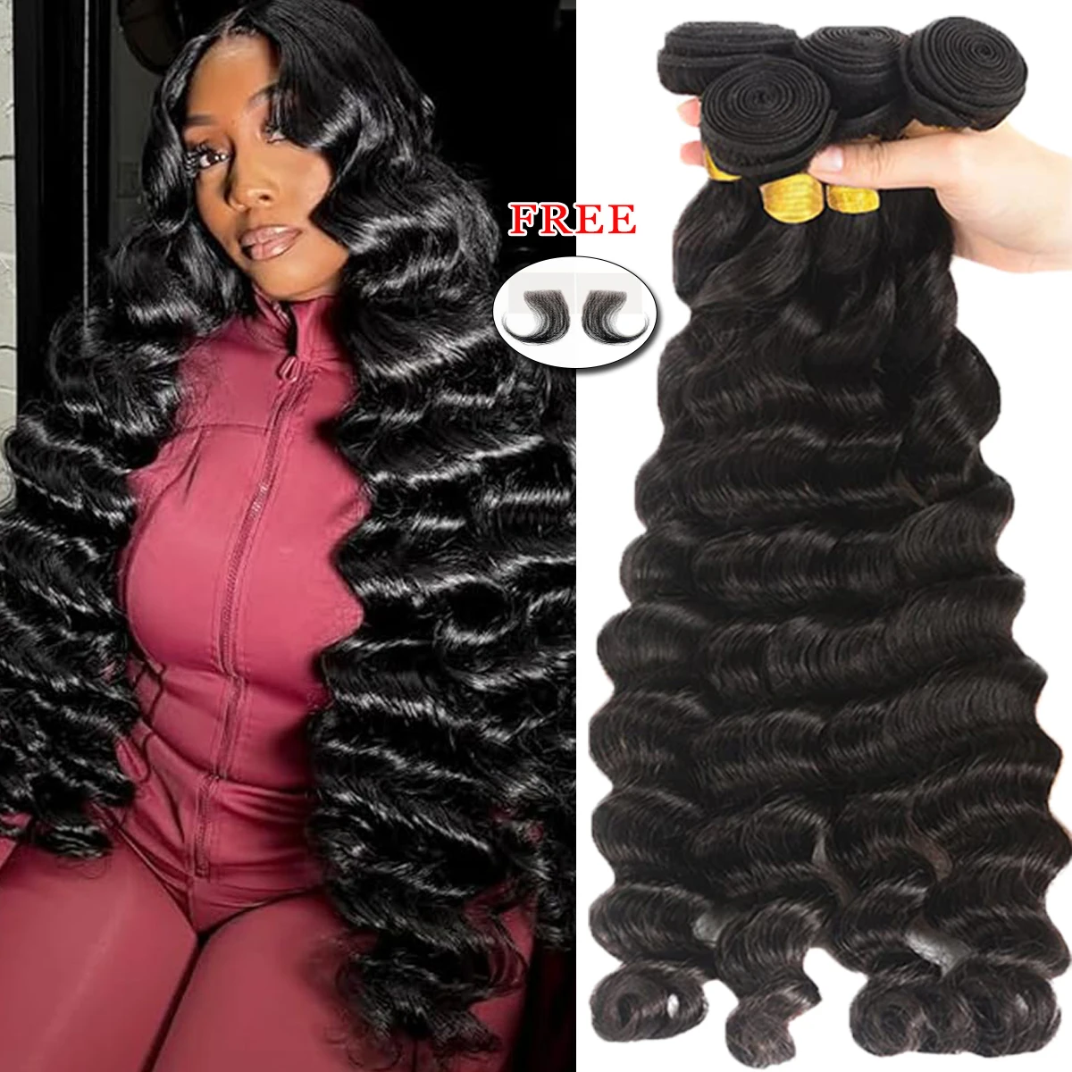 

Свободные волнистые пучки бразильских волос, 2/3/4 шт., пучки человеческих волос, натуральные/черные, 14-34 дюйма, наращивание волос Remy