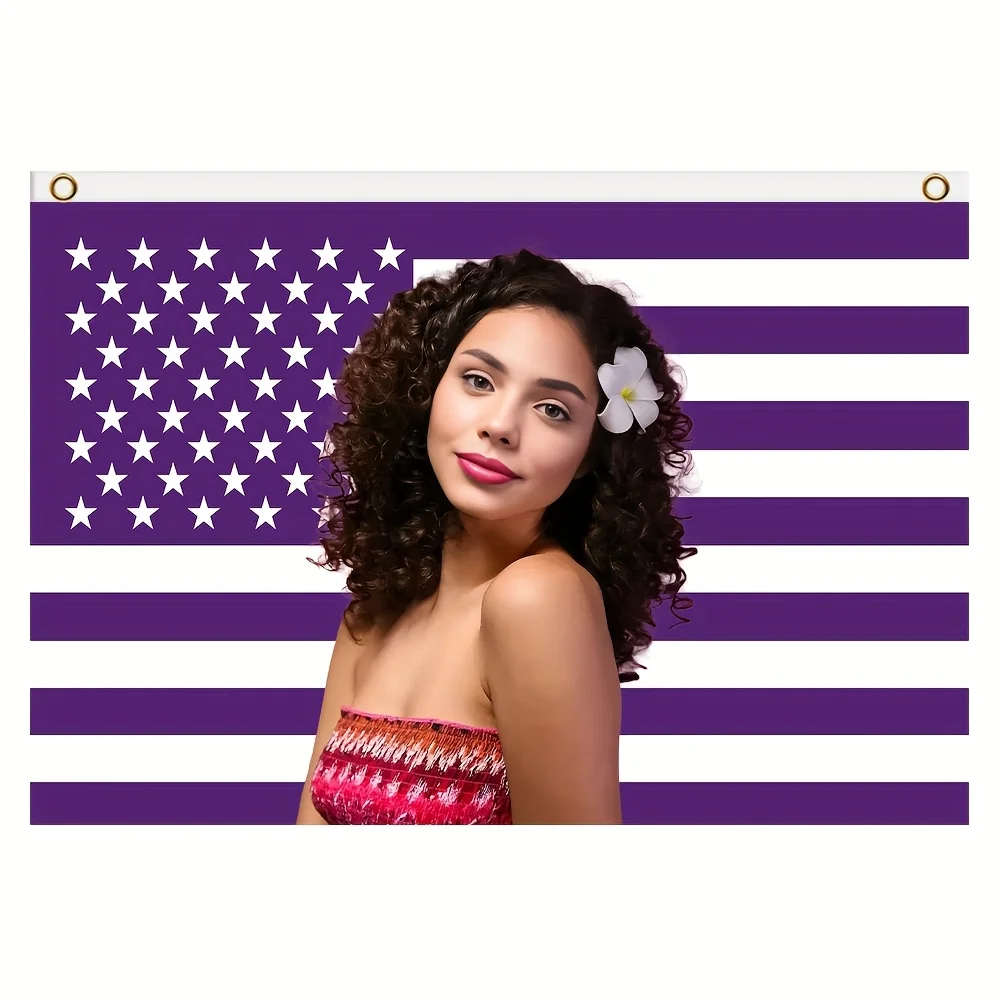 1pc Customizable Purple American Flag Personalized Polyester Flag, Custom Your Design, Indoor Outdoor Decor for Garden, Concert