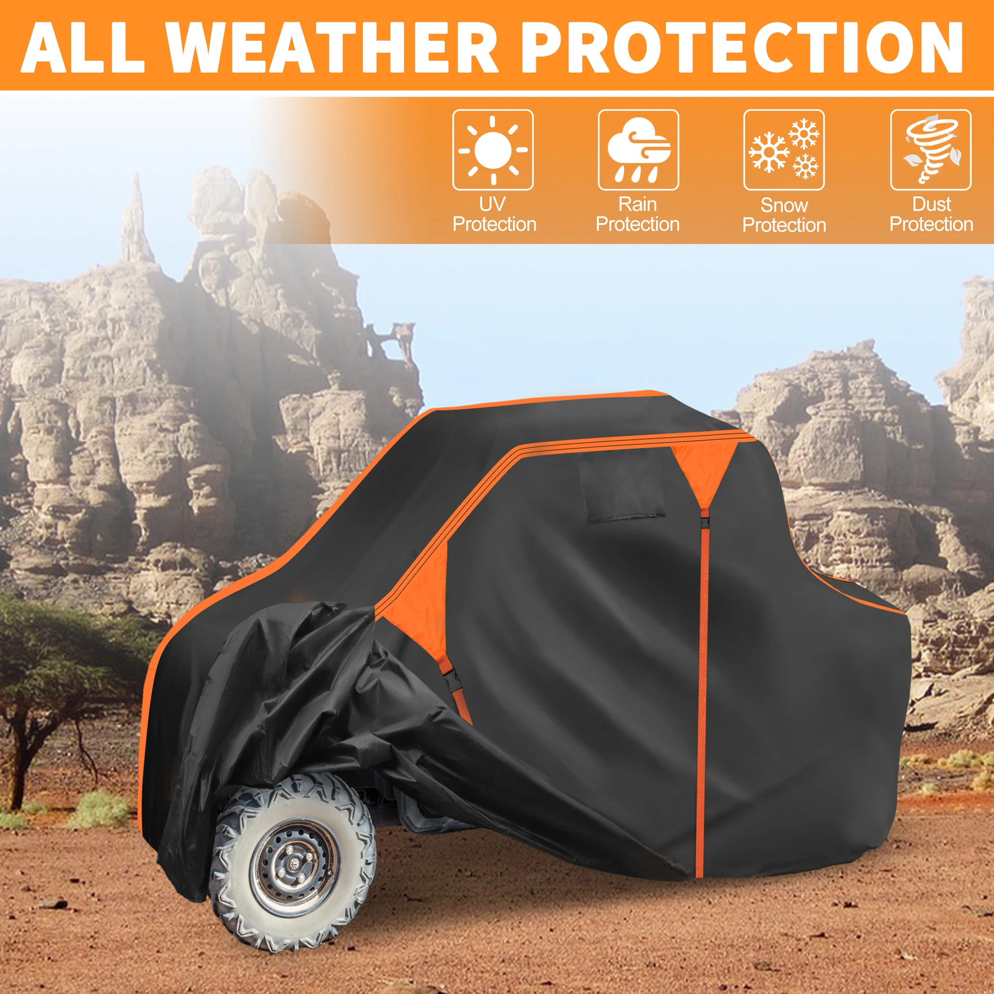 

UXCELL 210D-PU Black 285x153x192cm UTV Cover for Kawasaki MULE PRO-MX LE 2019-2025 Waterproof Cover Outdoor Sun Rain Protection