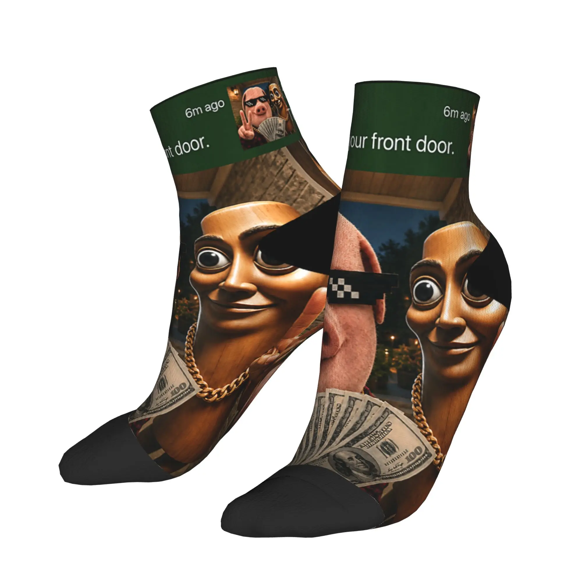 Ankle Socks For Women Men John Pork and Tung Tung Tung Sahur Front Door Casual Socks Graphic Non Slip Spring Gothic Cycling Sock