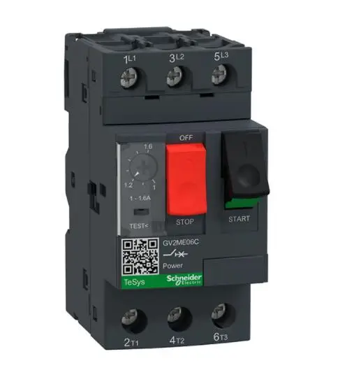 GV2M06 GV2ME06C GV2ME06 GV2-ME06 Motor circuit breaker, TeSys GV2, 3P, 1-1.6 A, thermal magnetic, screw clamp terminals