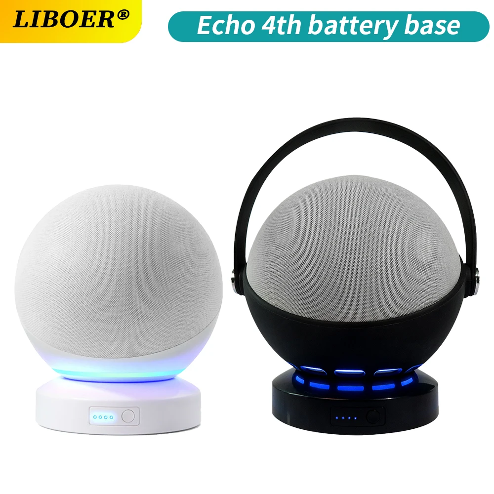 Battery Base for Echo 4th Portable Rechargeable 7800mAh Docking Station With Protective Silicone Cover Echo 4th Battery Base