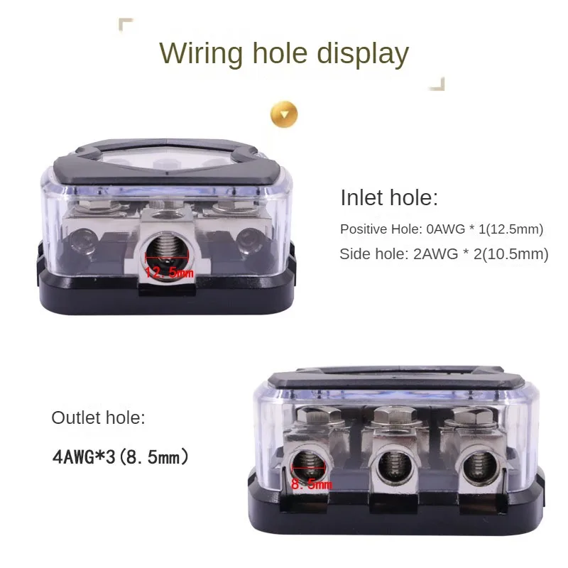 Car Audio Fuse Holder Car Audio Modification Power Distribution Fuses Box Power Splitting 0 Ga In 4 Ga Out 3x150A