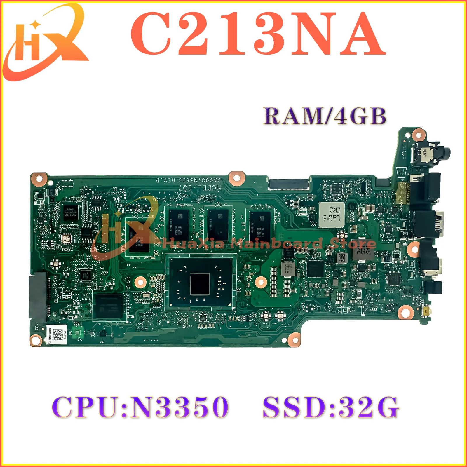 

KEFU C213NA Mainboard For ASUS C213NA Laptop Motherboard N3350 RAM-4GB SSD-32G/64G/128G 100% Testing Work