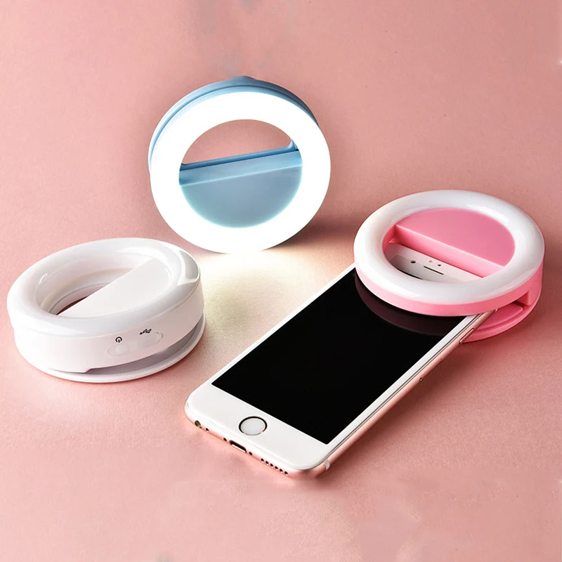 Mobile Phone Fill Flash Lens Ring Light Lamp Portable Clip Three Stop Dimming Mini Durable Practical 32 LED Selfie Ring Beauty