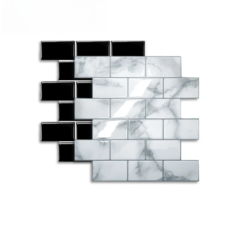 6 Pcs 30.5x30.5cm 3D Self-Adhesive Tile Stickers - Waterproof PVC Resin Coated Wall Decals for Kitchen Bathroom Backsplash